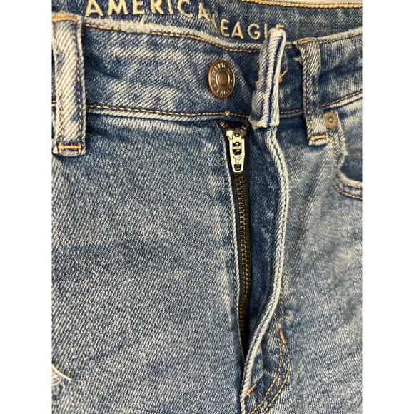 American Eagle (AE) Real Good Mom Stretch Distressed Straight Denim Jeans Sz 4 - Picture 6 of 11